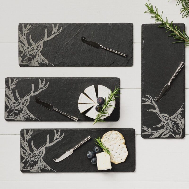4 Mini Cheese Board & Knife Set