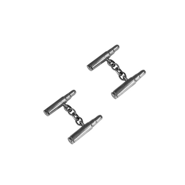 Silver Cufflinks Bullet and Sapphire