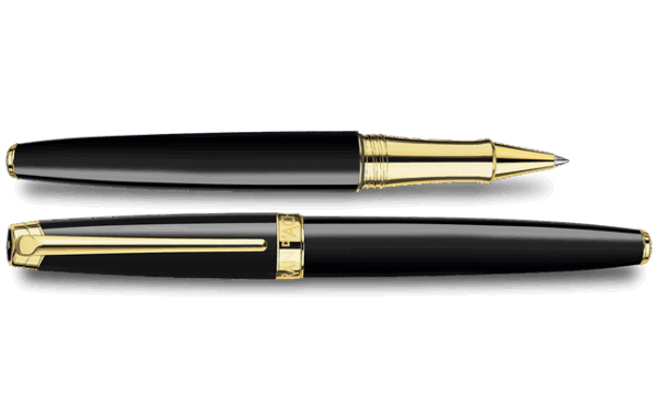 Caran D&apos;Ache Leman Black & Gold Rollerball Pen