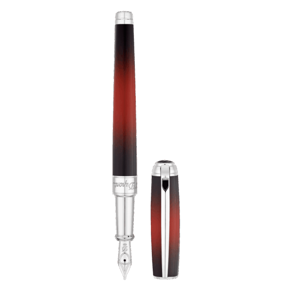 St Dupont Red Sunburst Line Fountain Pen