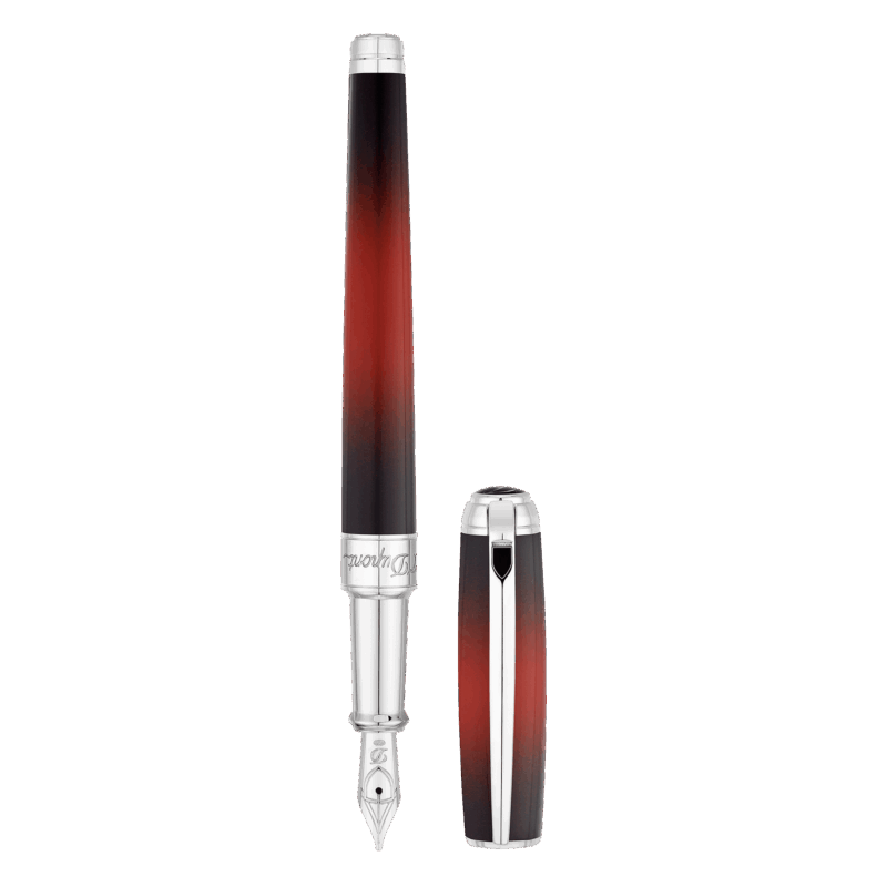 St Dupont Red Sunburst Line Fountain Pen