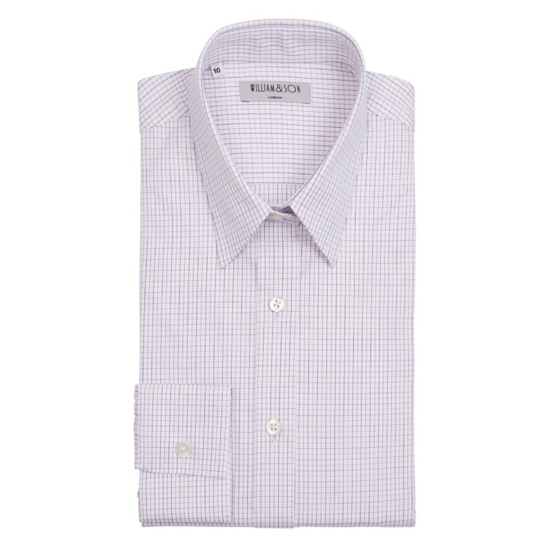 Fine Grid white, navy & purple