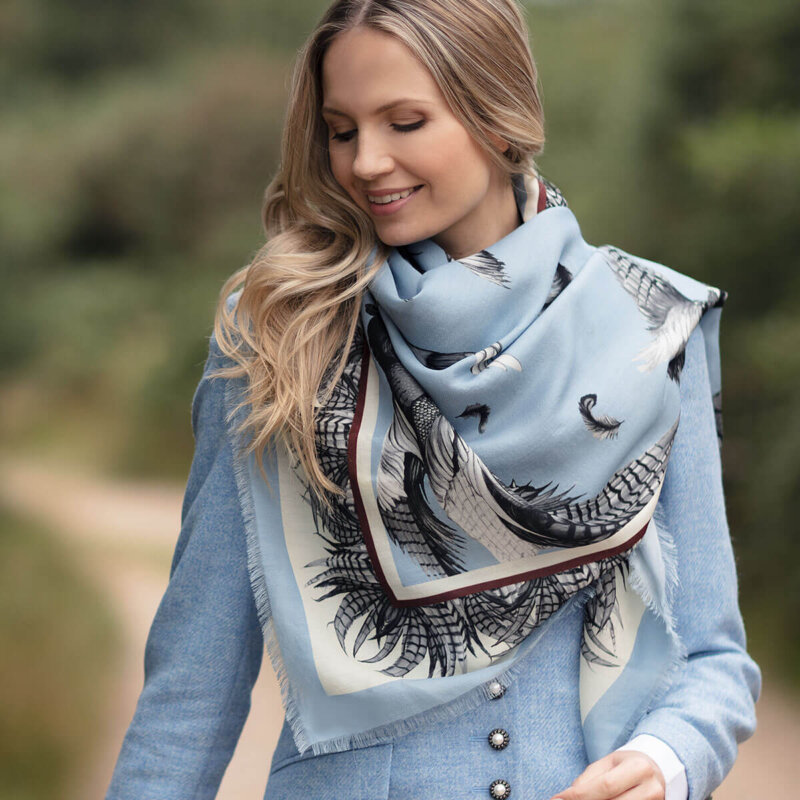 Clare Haggas Wool Silk Shawl Turf War - Image 5