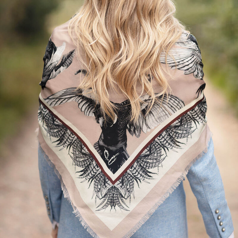 Clare Haggas Wool Silk Shawl Turf War
