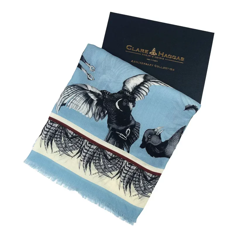 Clare Haggas Wool Silk Shawl Turf War - Image 7