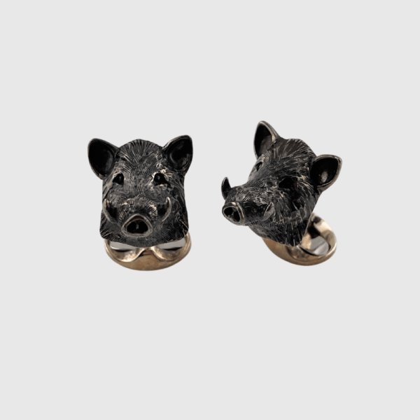 Silver Cufflinks Wild Boar