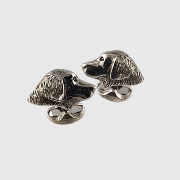Sterling Silver Retriever Head Cufflinks