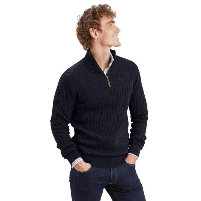 Schoffel Calton Cotton Cashmere Cable 1/4 Zip Jumper - Image 5