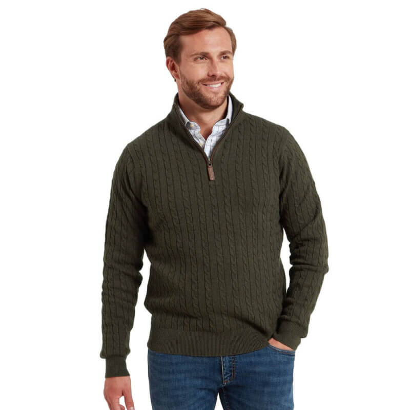 Schoffel Calton Cotton Cashmere Cable 1/4 Zip Jumper - Image 3