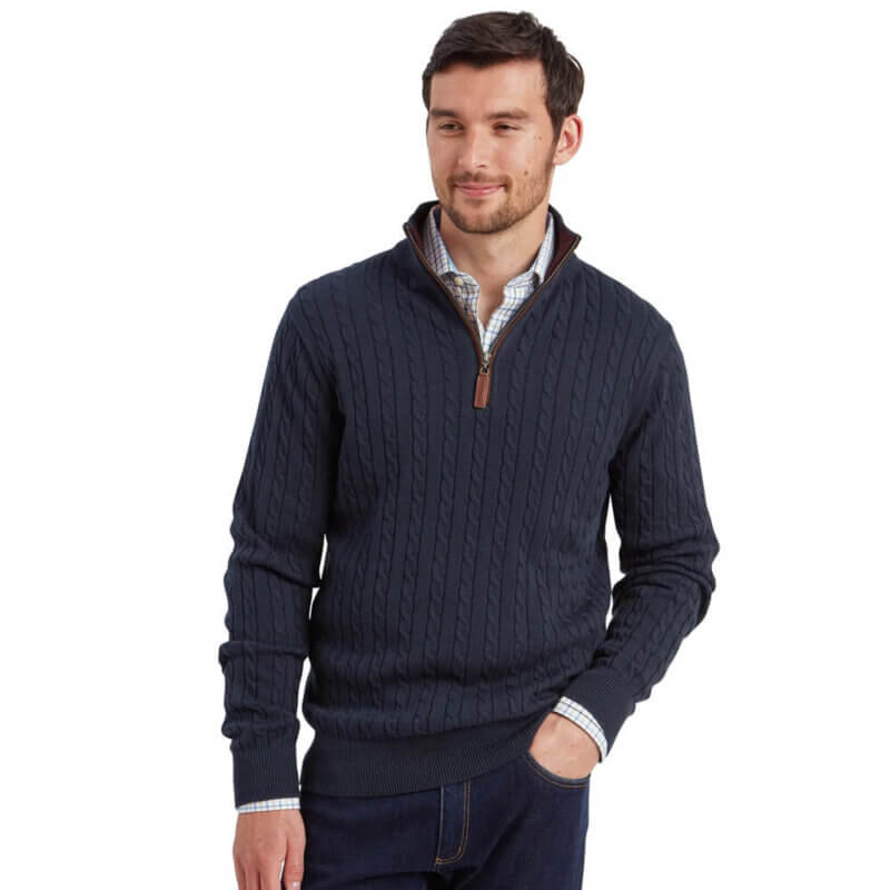 Schoffel Calton Cotton Cashmere Cable 1/4 Zip Jumper - Image 2